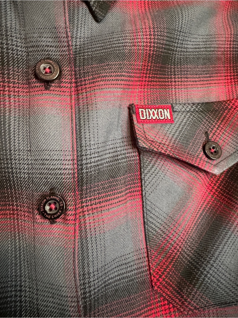 DIXXON Women’s THE CHIEF Red and Gray Plaid Button-Down Shirt - Picture 8 of 8